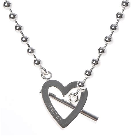 gucci trademark heart pendant necklace in sterling silver|gucci toggle heart necklace.